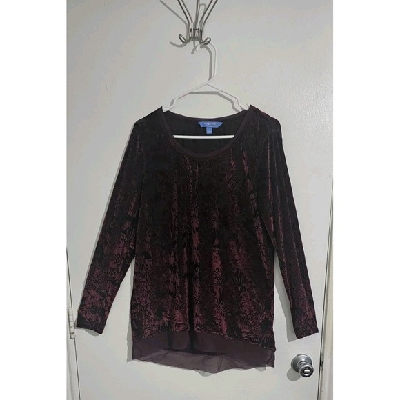 Simply Vera Vera Wang Tops - Simply Vera Wang Womens Whimsigoth Velvet Burnout Top Size L Sheer Fairy Grunge